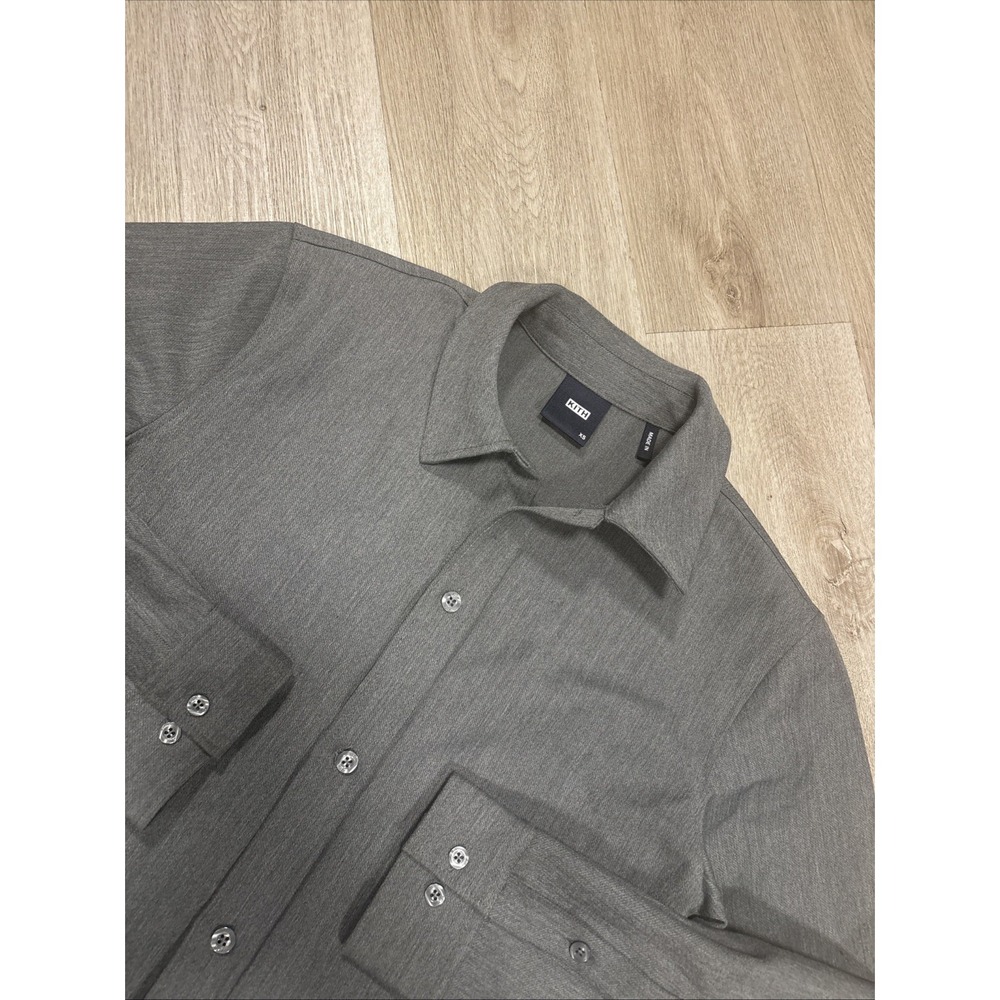 Kith Double Weave Boxy Collared Overshirt 'Medium Heather Grey Men's XS